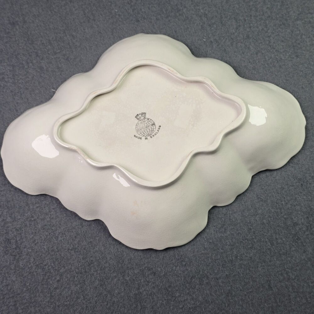 Vintage James Kent Old Foley Scalloped Porcelain Dish Pink Roses Gold Trim - Picture 3 of 12